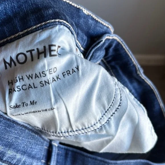 MOTHER High-Rise Straight Leg Jeans - Blue - High Waisted Rascal Sneak Fray - 27 - Picture 3 of 9